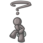 #36397 Clip Art Graphic of a Grey Guy Character Thinking by Jester Arts